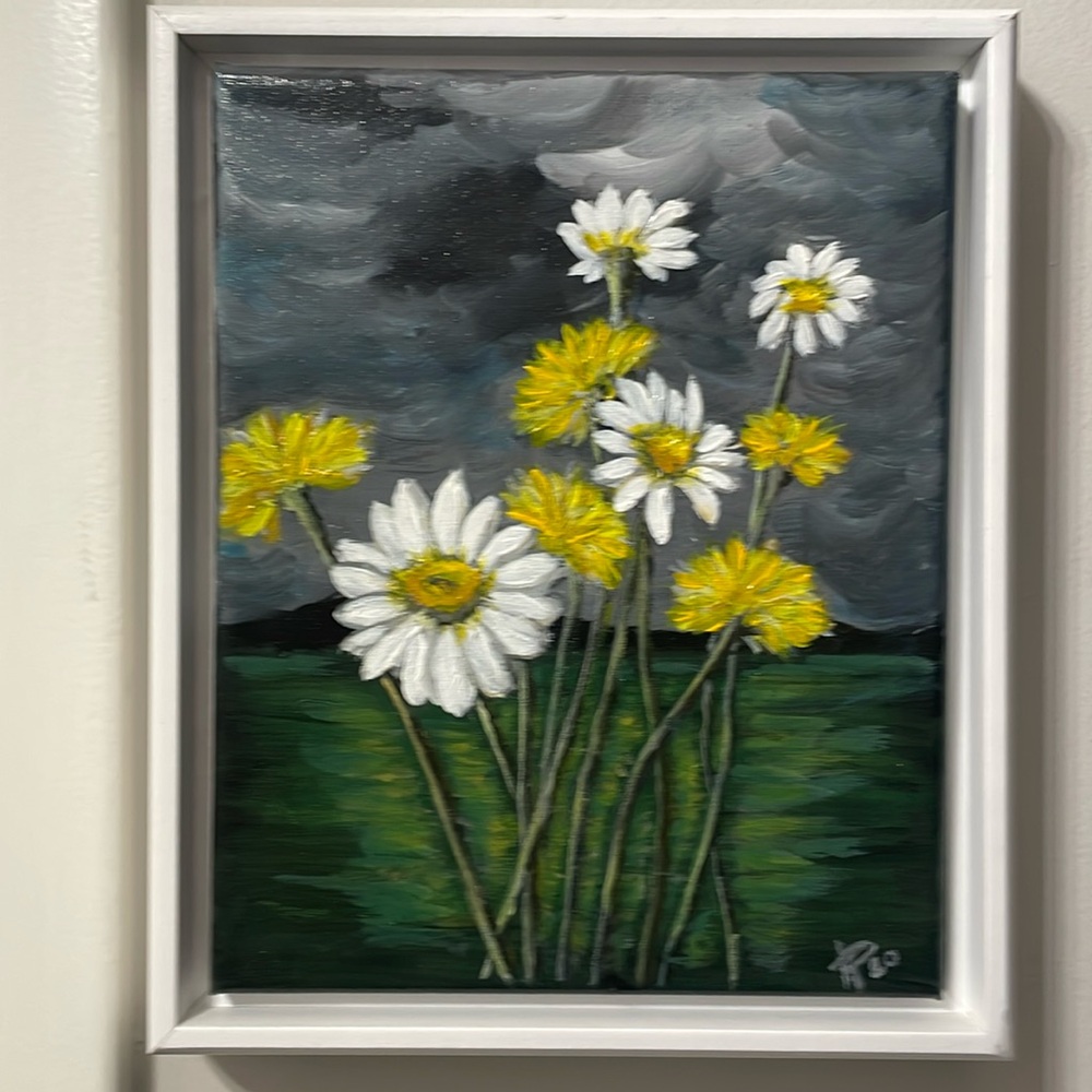 Yellow and White Daisy Flowers Painting - Picture 2 of 10